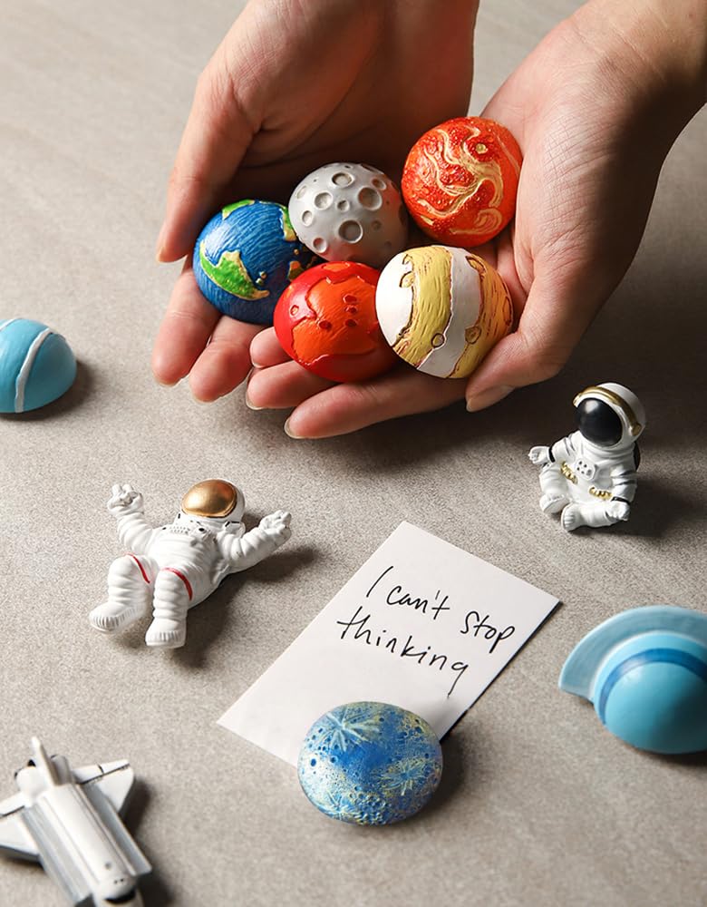 13 Pcs Astronaut Series Refrigerator Magnets, Universe Planetary Spaceship Fridge Magnets, 3D Resin Magnets for Office Whiteboard, Kitchen Decorations