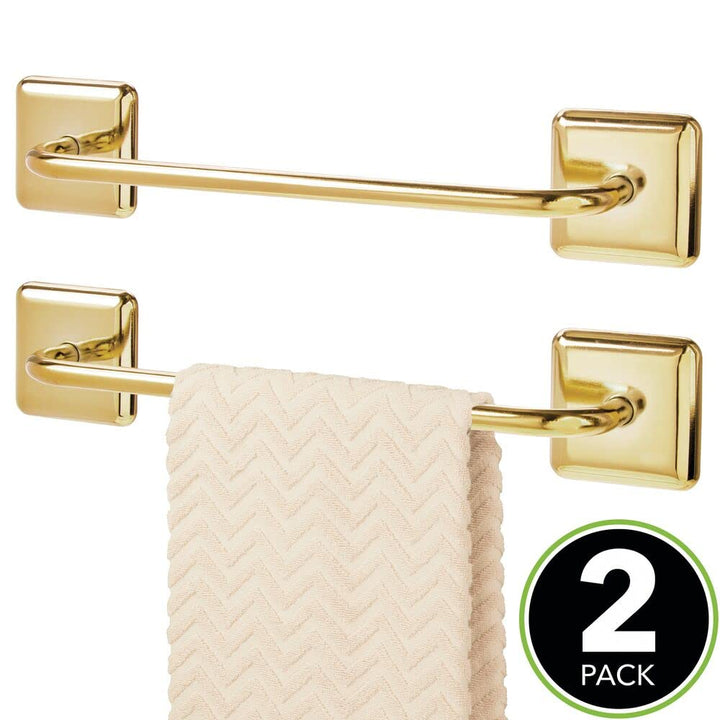 mDesign Stainless Adhesive Towel Holder - Space Saving 