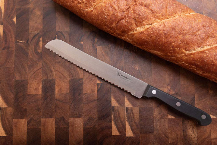 , 8 inch Bread Knife Serrated Knife Wave Edge Black