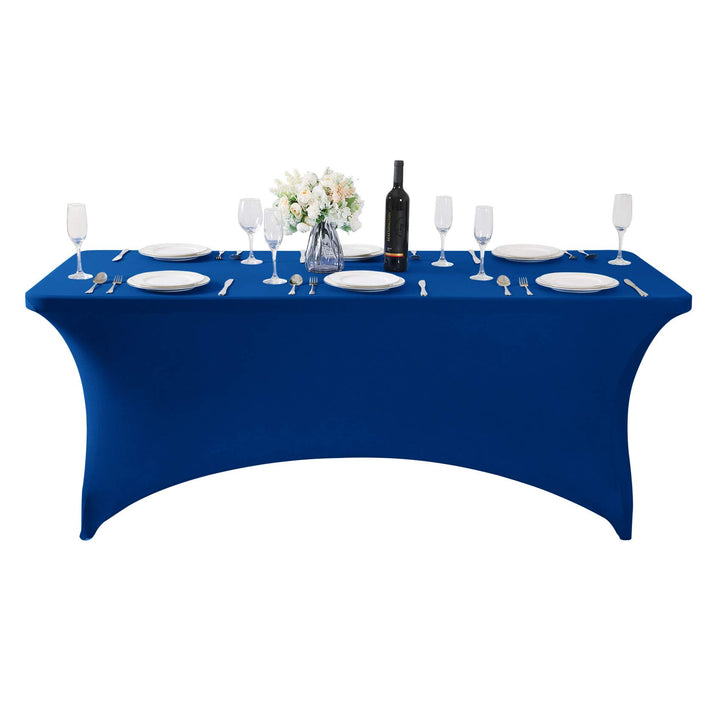 Spandex Table Cover for 6Ft Table Universal Fitted Stretch Tablecloth for Party, Banquet, Wedding and Events-Classicblue