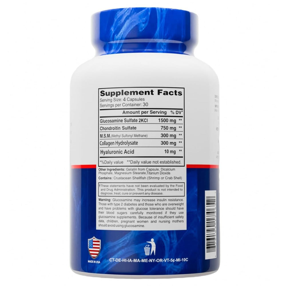 Alflexil Premium Glucosamine & Chondroitin Nutritional Supplement - Healthy Joint, Bone & Knee Support - Rich In MSM & Collagen - Organic natural Ingredients - Made In USA - 120 Capsules