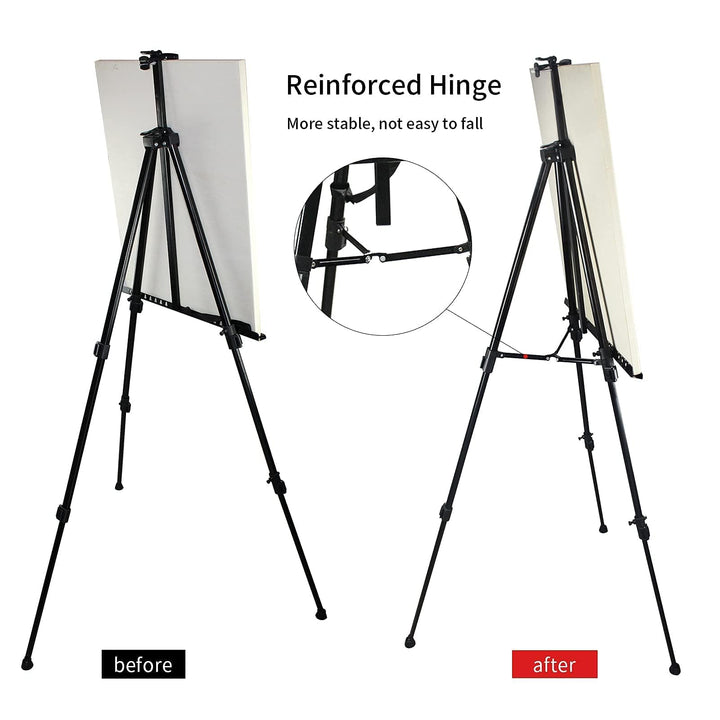 72Inches Art Painting Display Easel Stand,Portable Adjustable Metal Tripod with Art Easel,Easel for Painting Canvases Height from 22-72”for Table-Top/Floor Painting, Displaying,Black