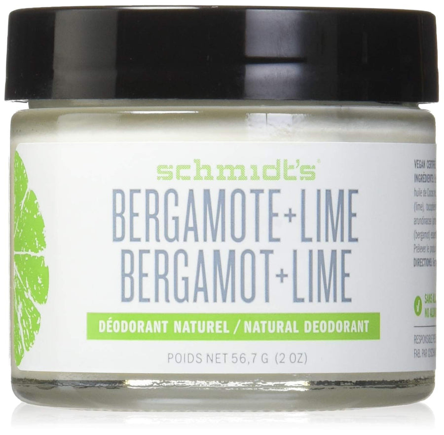 Schmidt's Natural Deodorant - Bergamot and Lime, 2 ounces. Jar for Women and Men