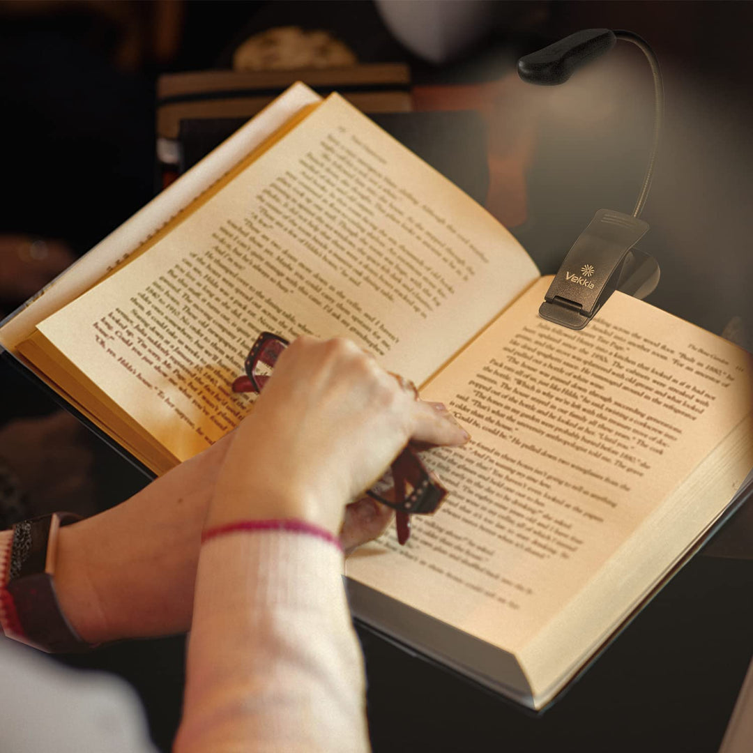 /LuminoLite Rechargeable Book Light, Reading Lights for Books in Bed, 3 Colortemperature × 3 Brightness, Clip on Book, Up to 70 Hours Lighting, Great for Readers, Travel (Black)