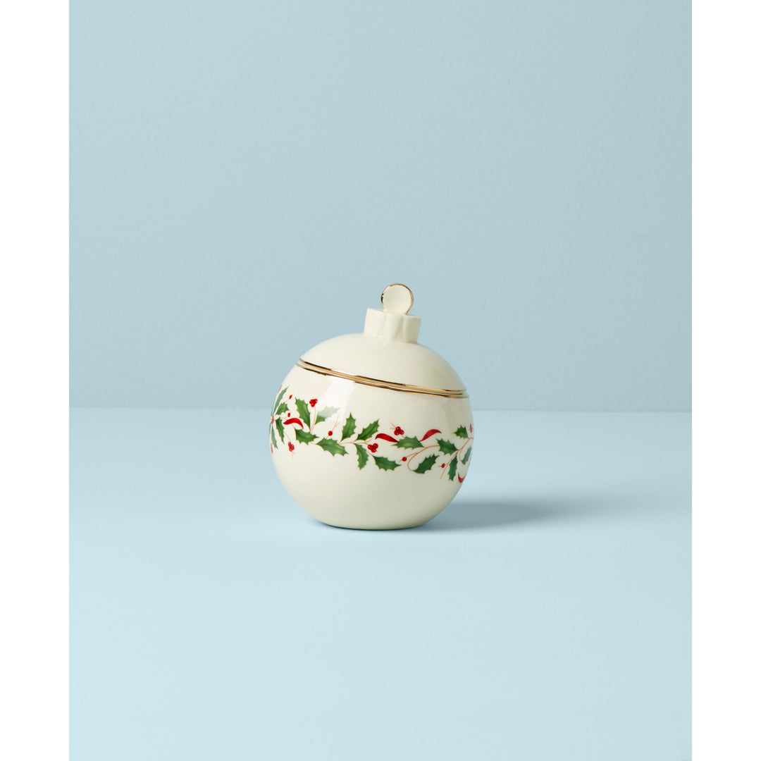 Lenox Holiday Ornament Candy Jar, 1.30 LB, Red &amp