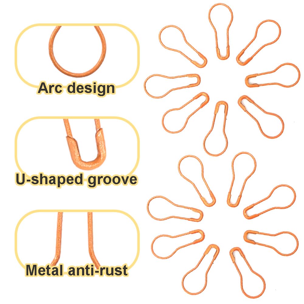 1000 pcs Metal Safety Pins Gourd Pin Bulb Pin Calabash Pin Bead Needle Pin Clothing Tag Pin DIY Home Accessories (Orange)
