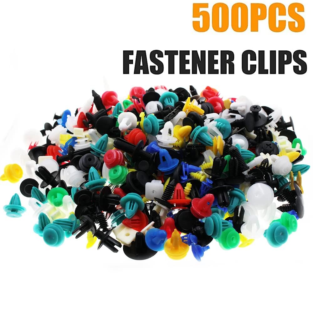 500pcs Universal Mixed Auto Car Nylon Bumper Fender Trim Panel Shield Engine Cover Retainer Fastener Rivet Push Clips for GM Ford Chrysler Toyota Lexus Honda Acura Dodge Jeep