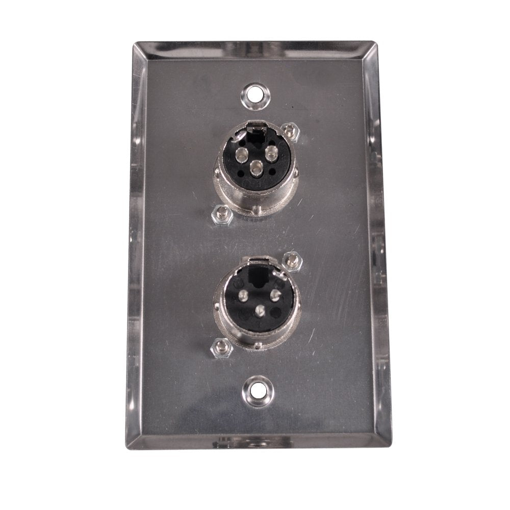Speakers Dual XLR Male and Female Connectors, Stainless Steel Wall Plate
