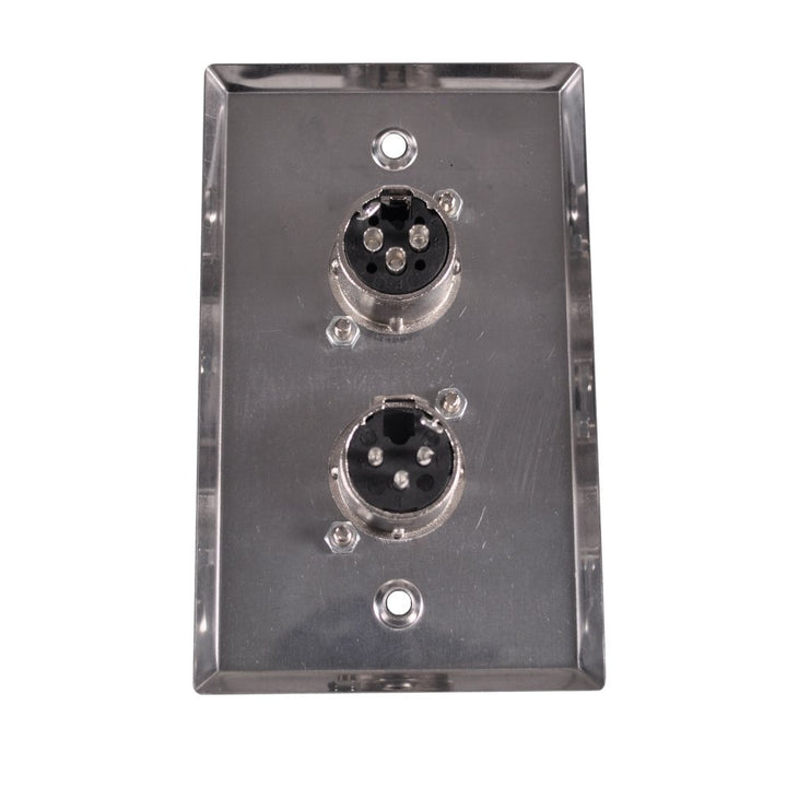 Speakers Dual XLR Male and Female Connectors, Stainless Steel Wall Plate