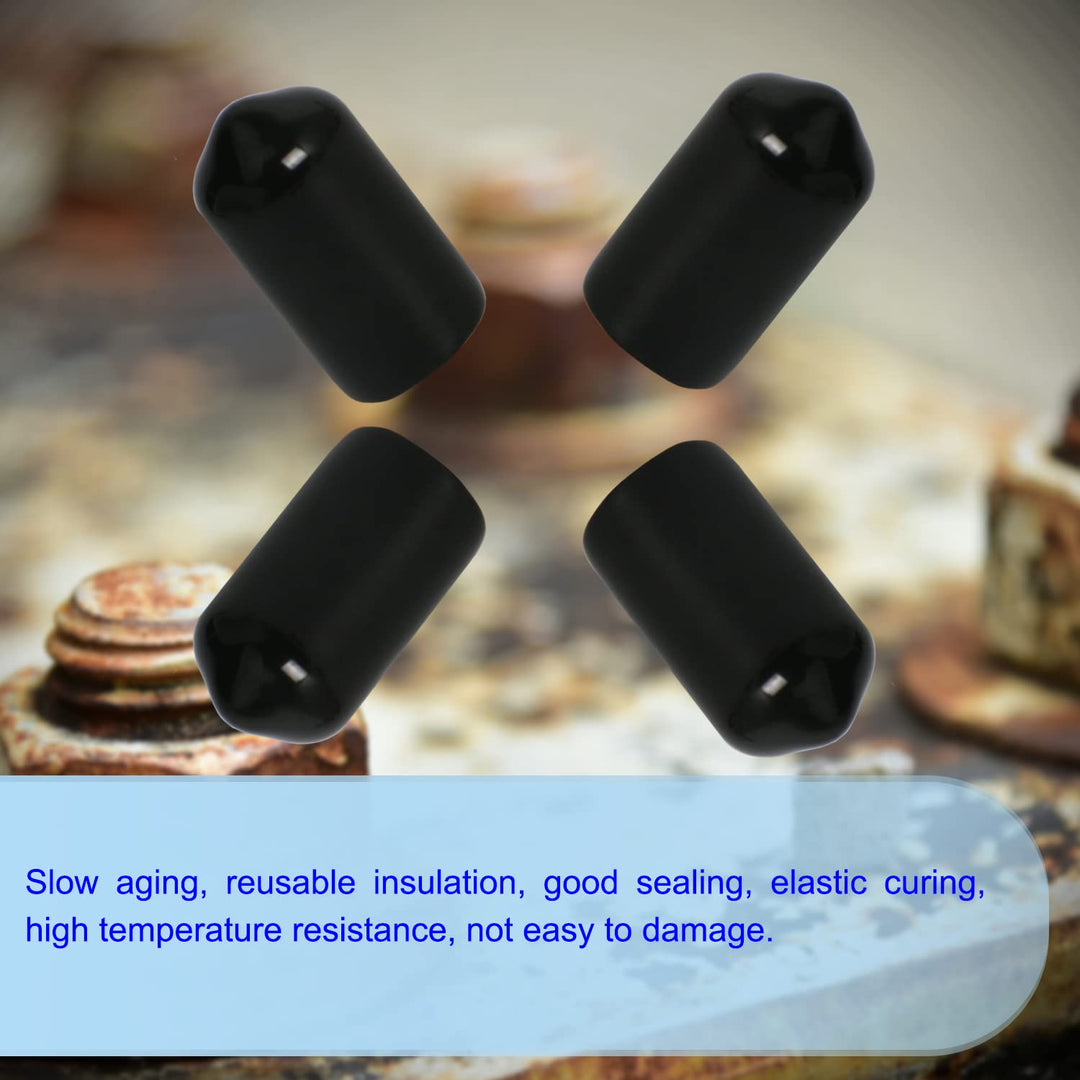 Rubber Round End Cap Cover 0.33 Inch(8.5mm) Screw Thread Protectors PVC Flexible Tubing Pipe Protective Bolt Screw Thread Protector Safety Cover | for Pipe Post Tubing Rod Cover 50 Pcs (Black)