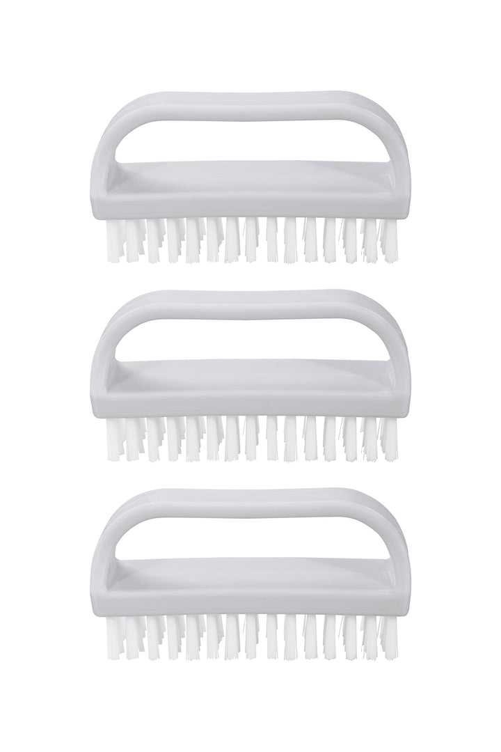 Superio Stiff Nail Brush with Handle 3 Pack Fingernail 