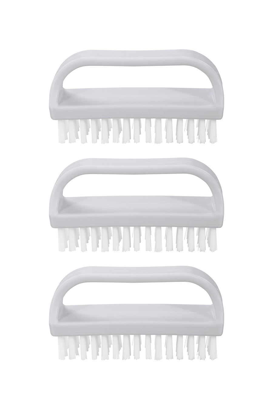 Superio Stiff Nail Brush with Handle 3 Pack Fingernail 