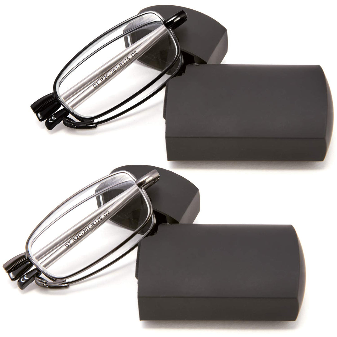 DOUBLETAKE Reading Glasses - 2 Pairs Folding Readers In