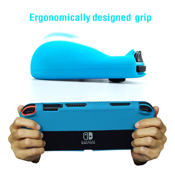 Silicone Protective Case for Nintendo Switch(OLED Model) 7-Inch 2021 Release, Grip Cover with Shock Absorption and Anti-Scratch Design, Compatible with Nintendo Switch OLED Console (Blue)