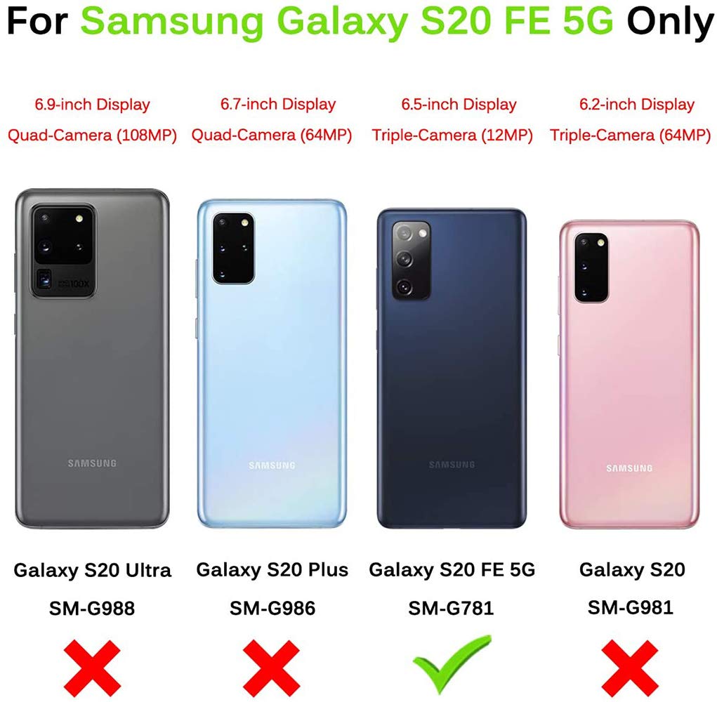 Phone Case for Samsung Galaxy S20 FE 5G/S20 Fan Edition with Tempered Glass Screen Protector Card Holder Wallet Cover Stand Flip Leather Cell Accessories Glaxay S20FE S 20FE FEcases 2020 Women Purple