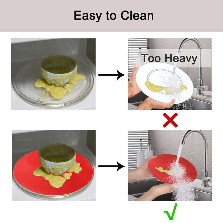 Silicone Microwave Mat 12 Inch, Non Stick Turntable Safe Baking Mat for Kitchen, Multi-Purpose Heat Resistant Oven Mat 2 Pack (Red)