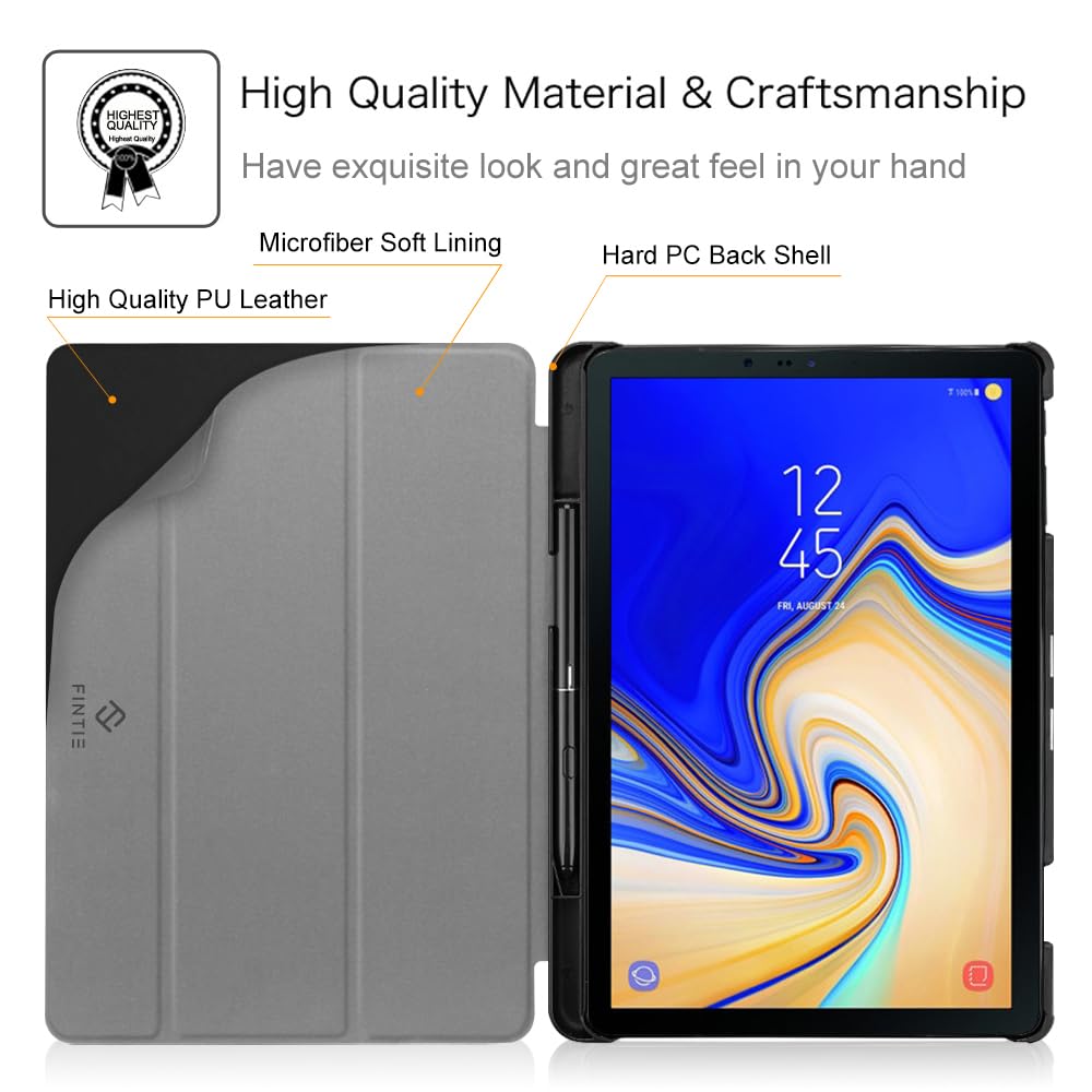 Slim Case for Samsung Galaxy Tab S4 10.5 2018 with S Pen Holder, Ultra Thin Tri-Fold Stand Cover with Auto Sleep/Wake for Samsung Tab S4 10.5 Inch Tablet SM-T830/T835/T837, Black