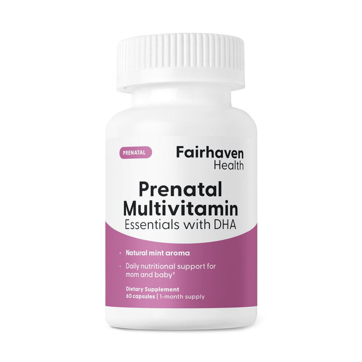 Prenatal Multivitamin Essentials | Prenatal Vitamins + DHA, Choline, Myo-Inositol | Supports Healthy Pregnancy &amp; Fetal Brain Development | Mint Essence to Deter Nausea | 60 Capsules