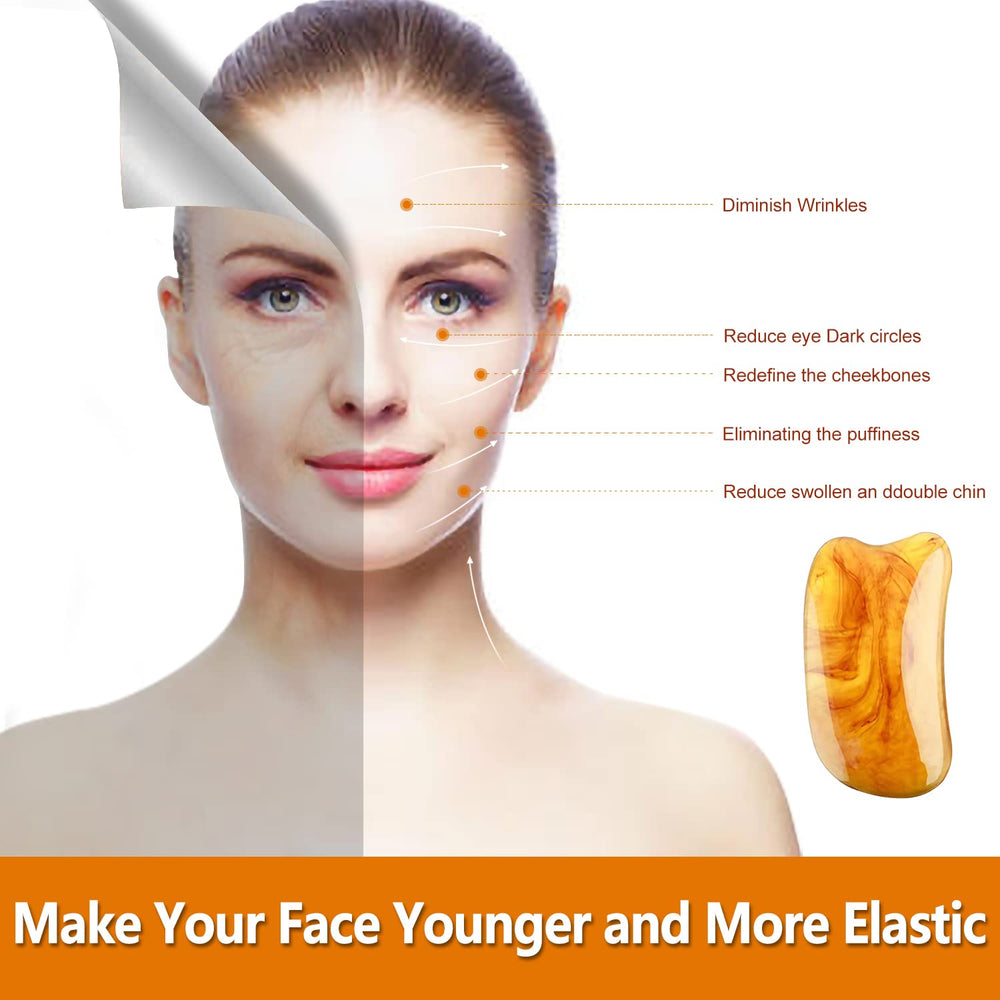 Becommend Gua Sha Massage Facial Tools, Resin Amber Gua