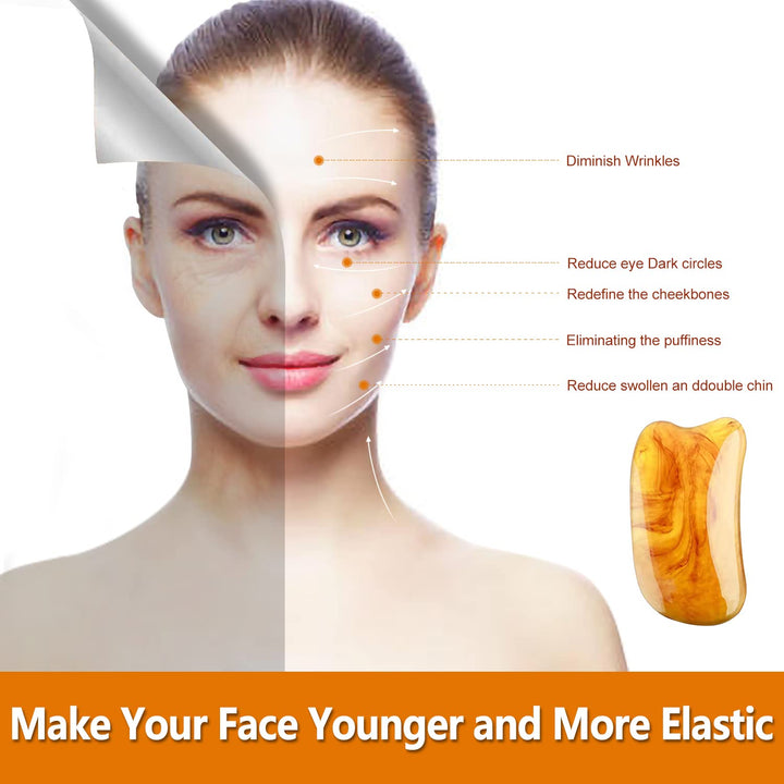 Becommend Gua Sha Massage Facial Tools, Resin Amber Gua