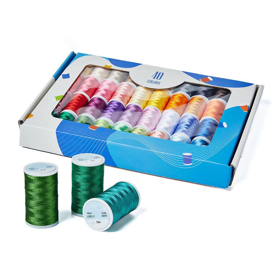 40 Brother Colors Polyester Embroidery Machine Thread Kit 200M (210Y) Each Spool for Brother Babylock Janome Singer Pfaff Husqvarna Bernina Embroidery and Sewing Machines…