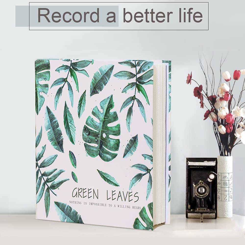 Photo Album 4x6 Vertical Hold 100 Pictures, Photo Album Self Adhesive 50 Pages Pockets 2 Per Page, Print Photo Album Book Small Scrapbook for Baby, Wedding Photo (leaf)