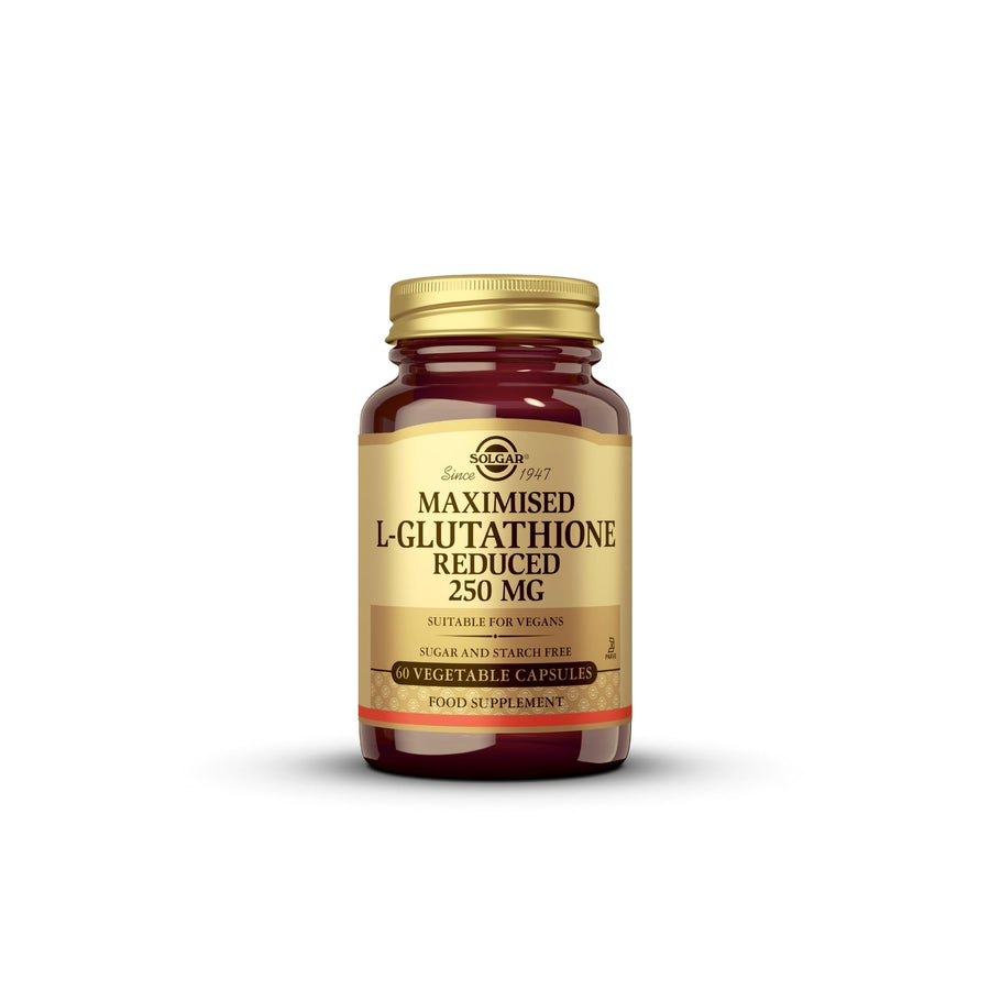 Solgar Reduced L-Glutathione 250 mg, 60 Vegetable Capsules - Antioxidant Support - Free Form Amino Acids - Non-GMO, Vegan, Gluten Free, Dairy Free, Kosher - 60 Servings