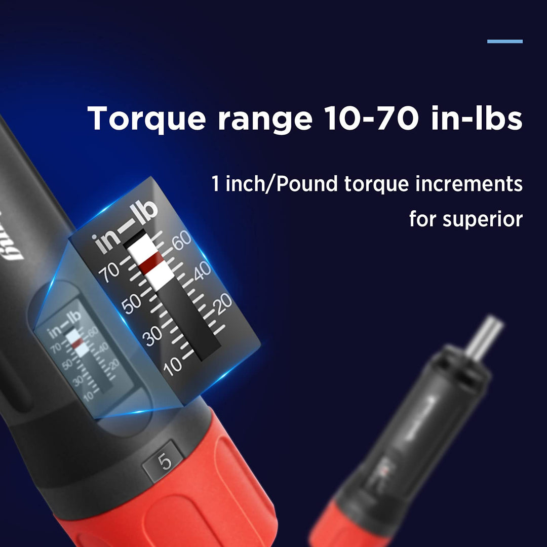 Sanliang Torque Screwdriver Wrench Driver Bits Set 10-70 Inch Pounds lbs for Maintenance,Tools, Bike Repairing and Mounting. (10-70 in-lbs)