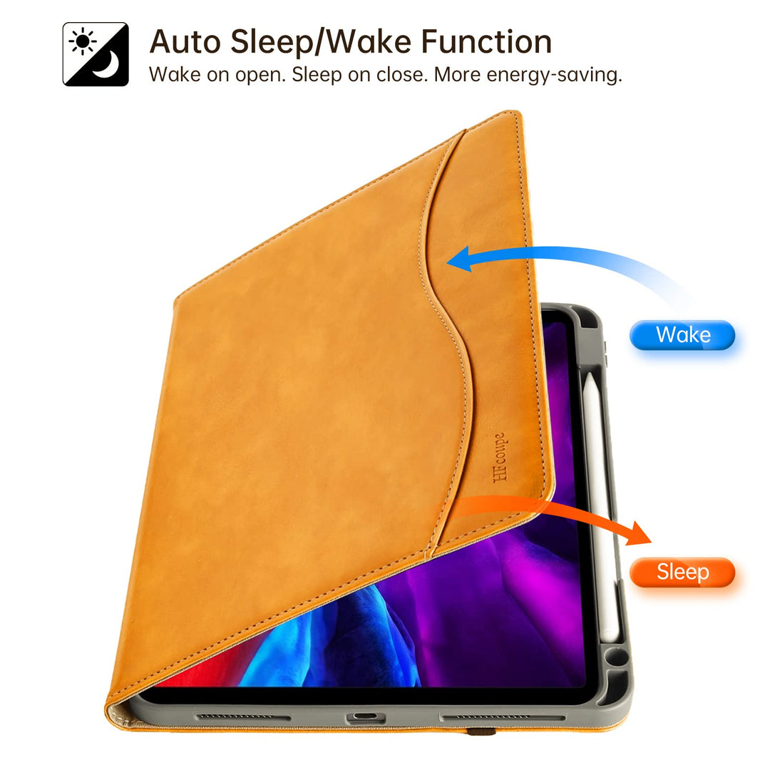 for iPad Pro 12.9 Case 6th Generation 2022 / 5th Gen 2021, 12.9 Inch iPad Pro Cases with Pencil Holder and Pocket, Multiple Angles Viewing Flip Cover Protective Folio Auto Sleep/Wake, Black