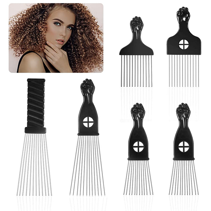 Afro Pick 6 Pack Metal African American Afro Hair Comb 