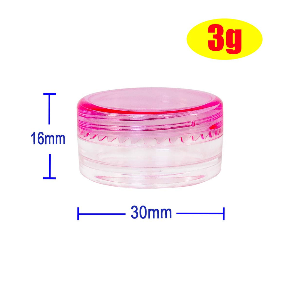 Pink: 50Pcs, 3G 3Ml Small Jars, Bpa Free, Cosmetic Sample Empty Plastic Container, Round Pot Pink Screw Cap Lid, for Makeup, Eye Shadow, Nails, Powder, Jewelry, Gems, Beads, Free