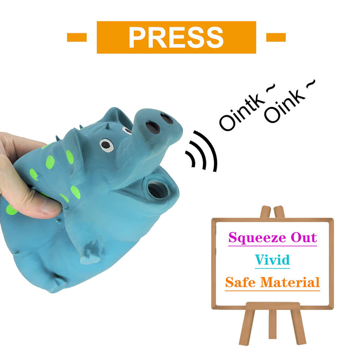 Andiker Dog Squeaky Toy, Dots Latex Dog Chew Toys with a Oinks Sound Squeaker Grunting Pig Dog Toy Durable Self Play 8 Dog Squeeze Toy for Dental Biting Chasing to Kill Boring Time (Blue)