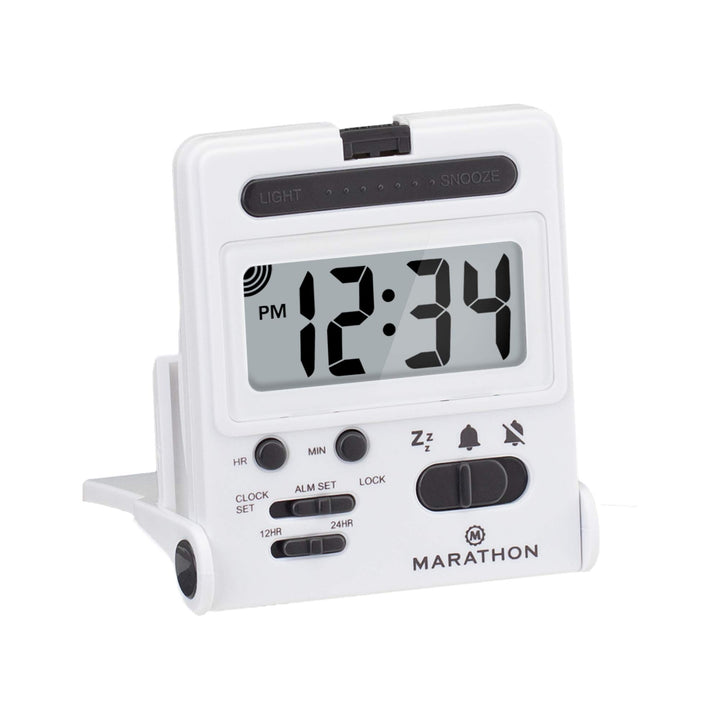Foldable Compact Travel Alarm Clock with Locking Mechanism