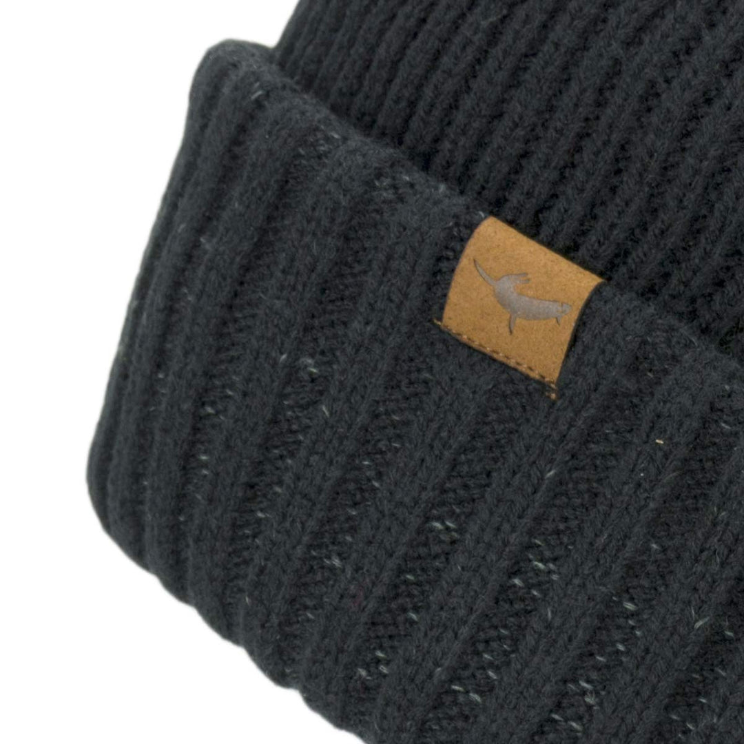 Unisex Bacton Waterproof Cold Weather Roll Cuff Beanie, Black/Grey, L/XL