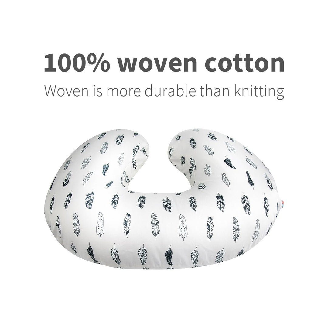 ALVABABY Nursing Pillow Cover Slipcover,100% Organic Cotton,Soft and Comfortable,Feathers Design,Maternity Breastfeeding Newborn Infant Feeding Cushion Cover, ZT01