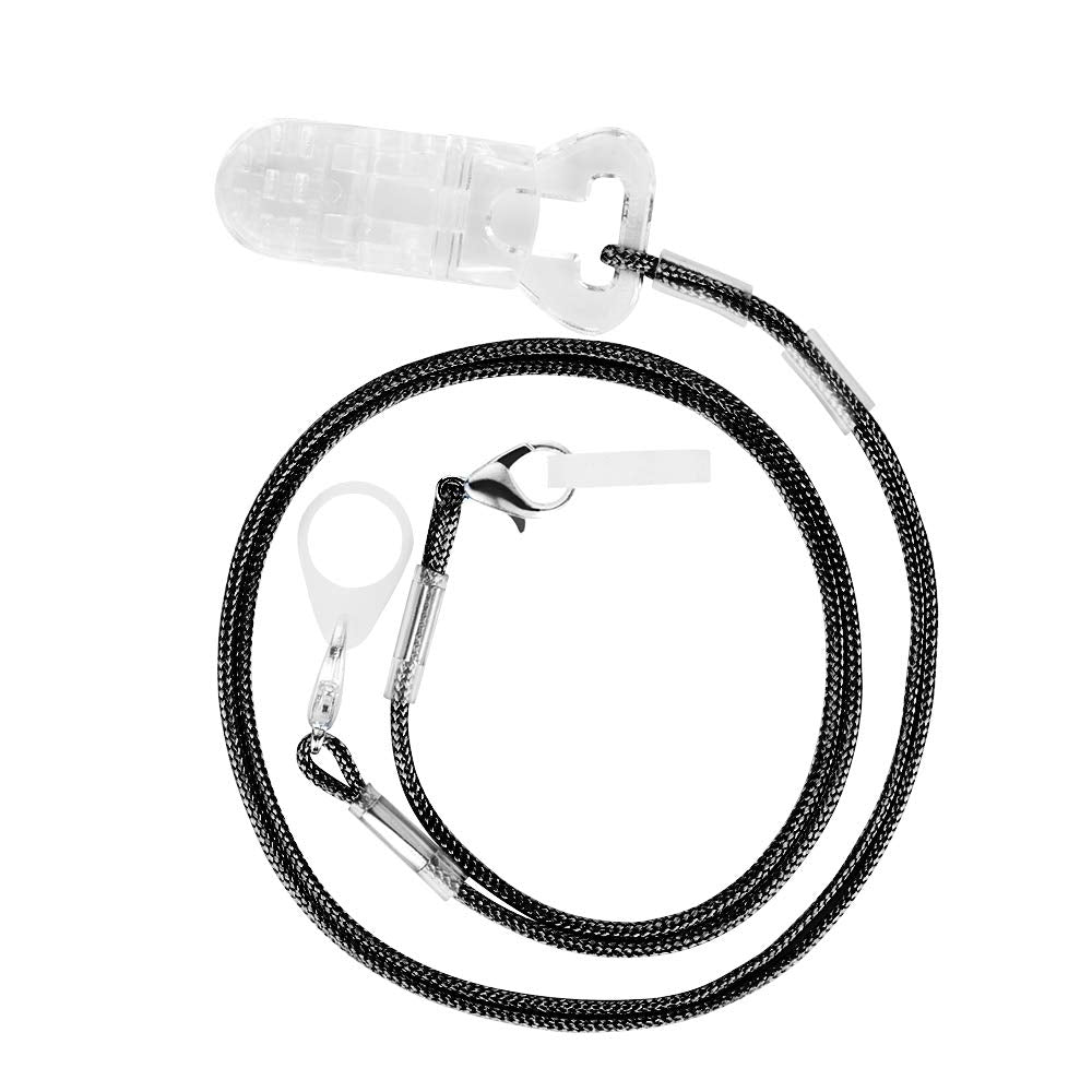 Hearing Aid Clip - Anti-Lost Lanyard Protector BTE Clip Holder for Adults Seniors (Black)