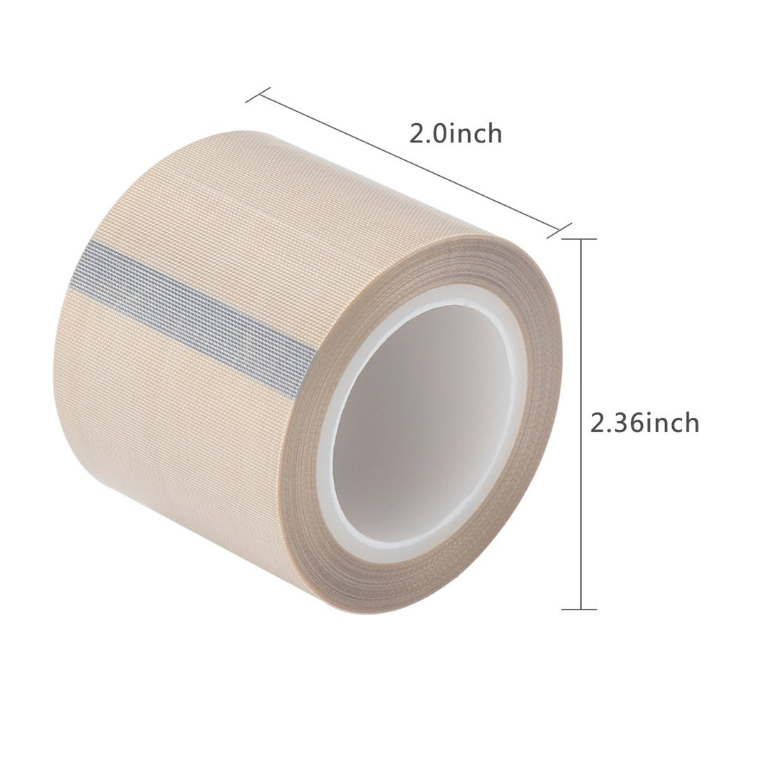 2 Width x 11 Yard Roll PTFE Coated Fiberglass High Temperature Tape with Silicone Adhesive Cloth, Release Surface on Heat sealers Beige