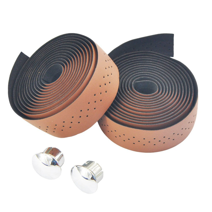 Bike Handlebar Tape with Stomata Luxury Synthetic Leather Wraps for Road Bike Fixed Gear Bike (2pcs/Set)