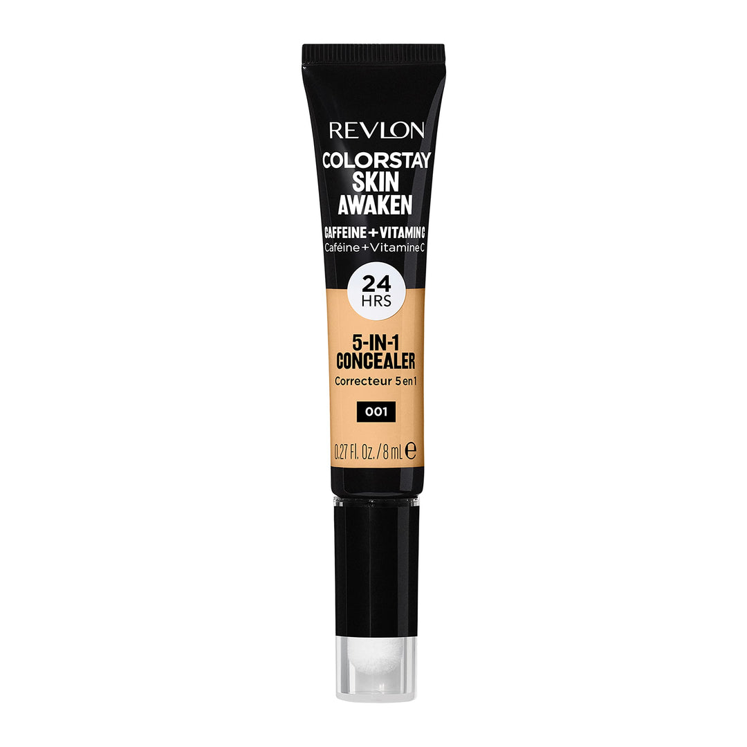Revlon ColorStay Skin Awaken 5-in-1 Concealer, Lightweight, Creamy Longlasting Face Makeup with Caffeine &amp; Vitamin C, For Imperfections, Dark Circles &amp; Redness, 001 Universal Neutralizer, 0.27 fl oz