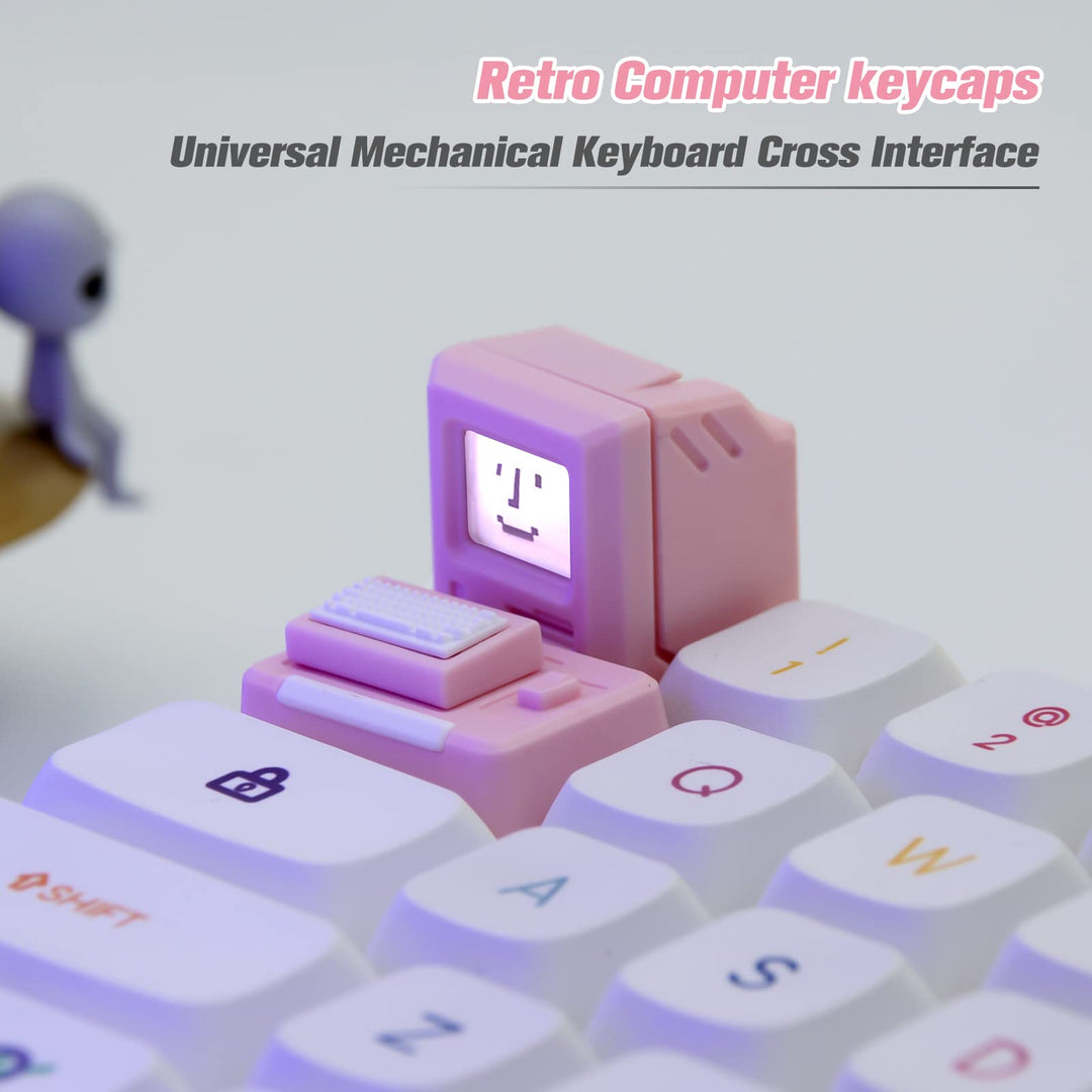 Custom Keycaps for Esc Key and Tab Key - Magnetic Light Transmission Keycaps - Classic Retro Mechanical Backlit Keyboard Esc Tab Keycap for GK61 GK64 SK87 GH60 PC Gamer ect Most Keyboard(Pink)