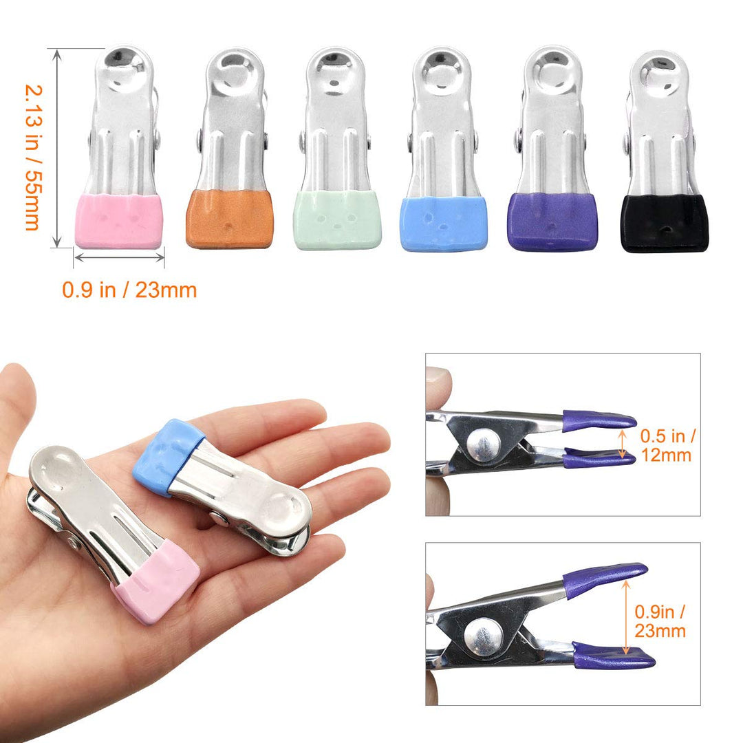 Colored Clothespins, 30 Pcs Utility Clothes Pins, Multicolor Stainless Steel Metal Sock Clips for Clothesline