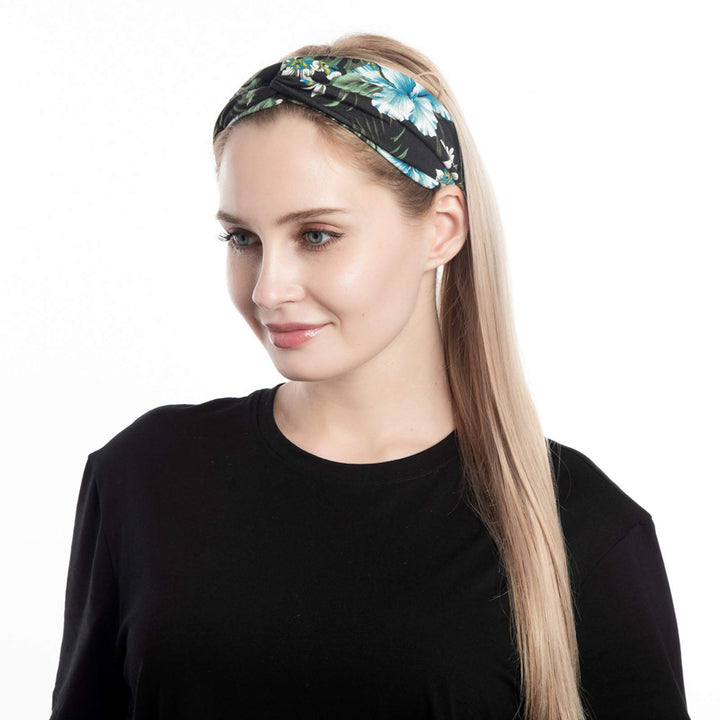 Wide Headbands for Women Black Stylish Knotted Head Wraps Boho Thick Hairbands Large African Sport Yoga Workout Running Turban Headband Hair Accessories Head Scarf