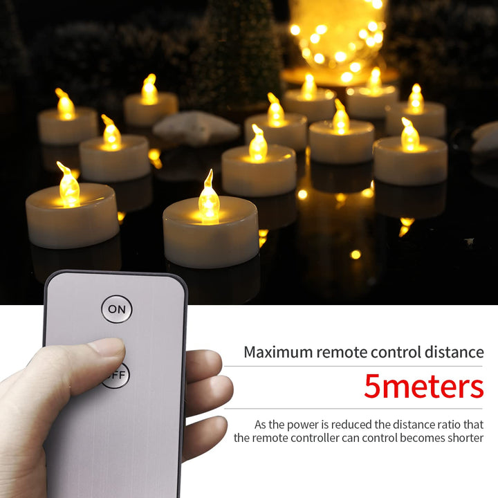 LED Tea Light, Flameless Flickering Tealight with Remote Control, Long Lasting Battery Operated LED Tealight Candle for Seasonal &amp; Festival Celebration Pack of 12
