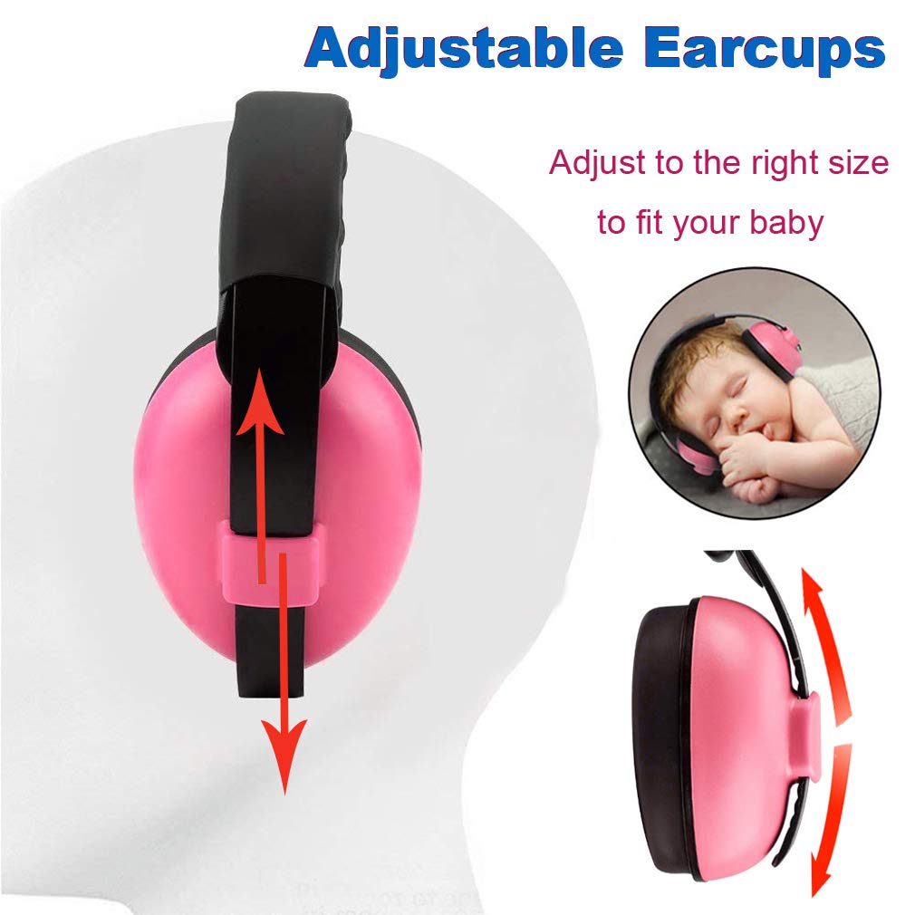Alitamei Baby Ear Protection Noise Cancelling Headphones for Kids Noise Reduction Hearing Protection Earmuffs for 0-3 Years Babies, Toddlers, Infant (Redrose)