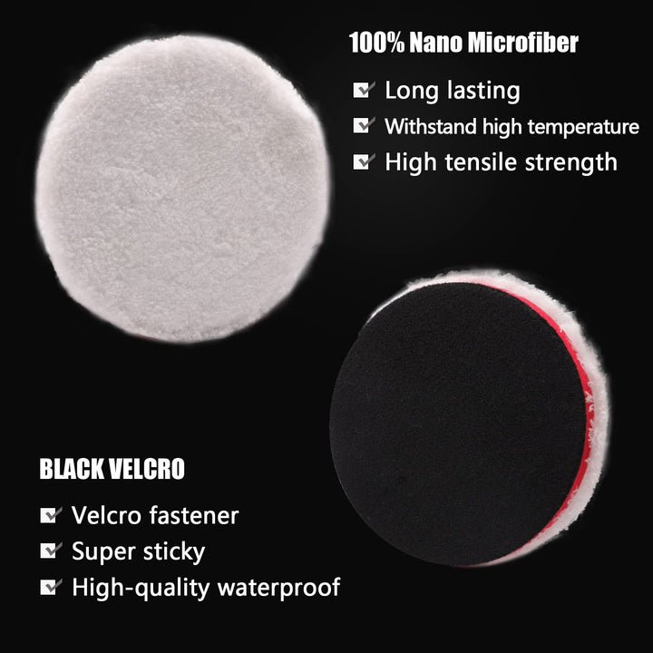 Buffing Polishing Pads, 7Pcs 5(125mm) Waffle Foam Buffing Pads Polishing Pads Wool Pad Kit for 5Inch Backing Plate RO/DA/GA Car Polisher Boat Compounding, Polishing and Waxing