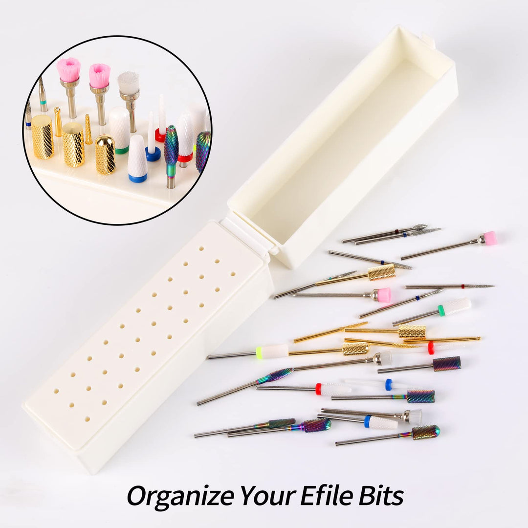 Nail Drill Bits Holder, 30 Holes Dustproof Efile Bit Organizer Case Container for Acrylic Nail Drill Bits Nail Efile Bits Manicure Tools (Not Included Nail Drill Bits)