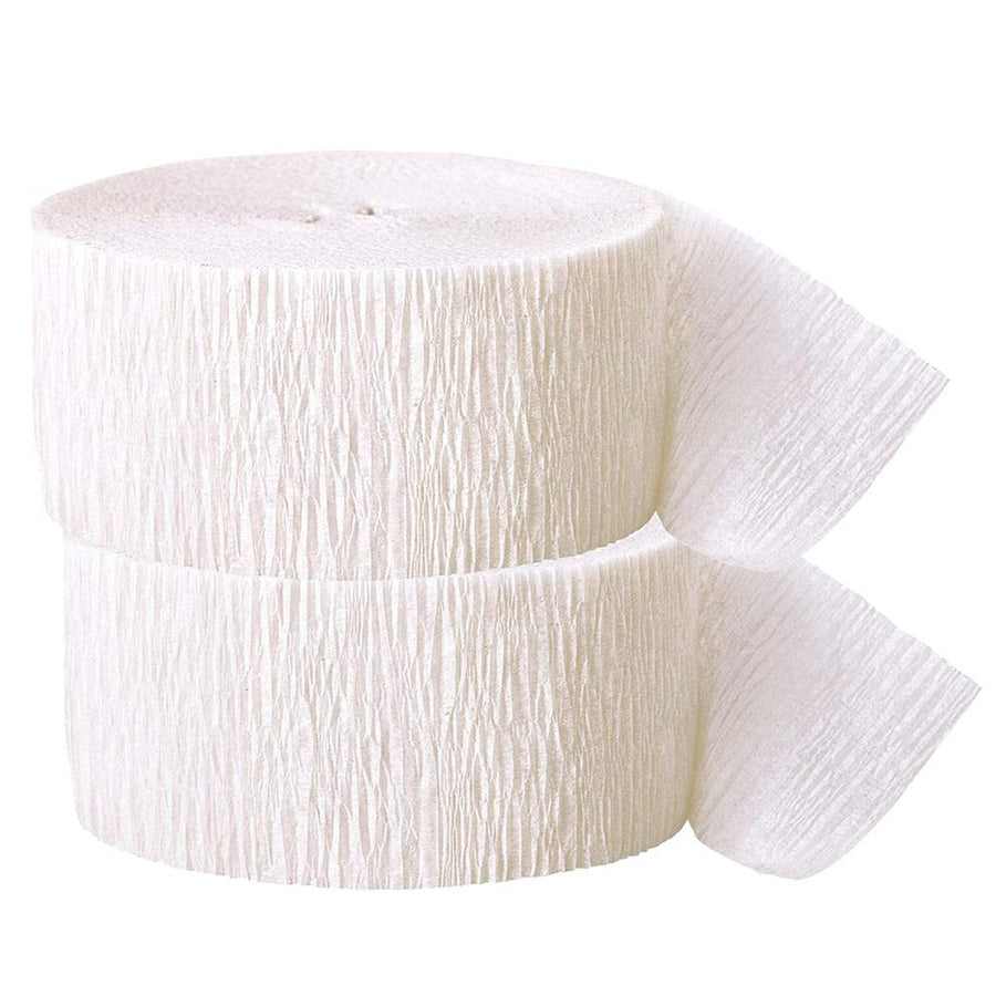 Crepe Paper Streamer, 81 Feet (2 Pack) - Party Supplies for Parties, Baby Shower, Bridal Shower (White)