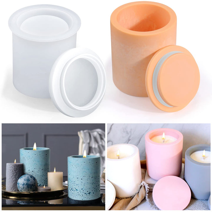 BABORUI Candle Jar Molds, Silicone Concrete Molds for C