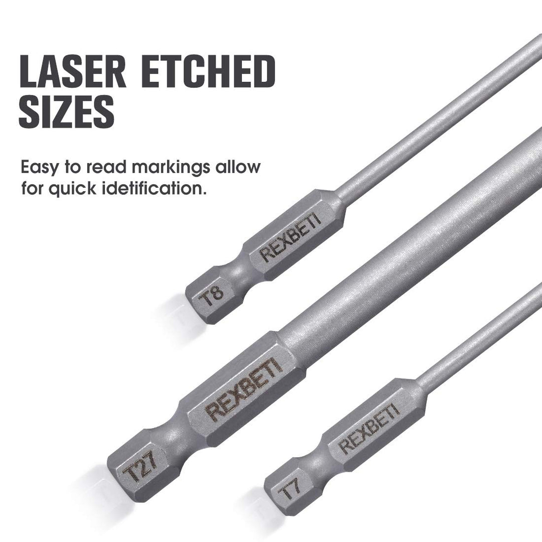REXBETI 12 Piece Torx Head Screwdriver Bit Set, 1/4 Inc