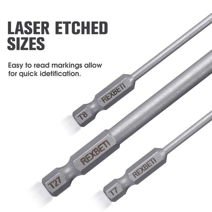 REXBETI 12 Piece Torx Head Screwdriver Bit Set, 1/4 Inc